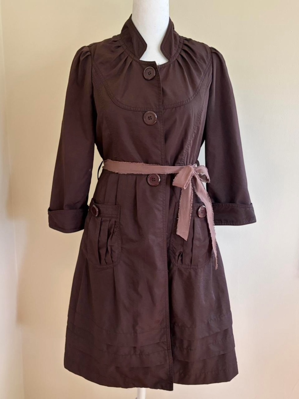 Vintage Y2K babydoll twee lolita ruffle brown dress coat Jfashion Japanese S